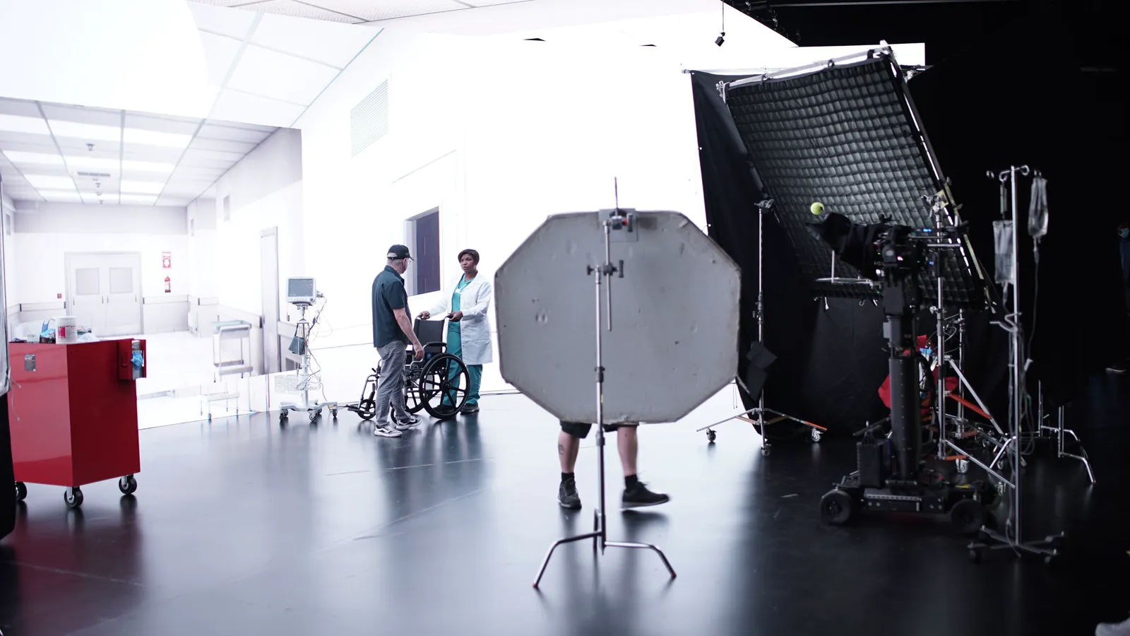 Camera and LED wall on set
